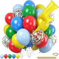 Red Green Blue Balloons, Star Colorful Confetti Gold Long Balloon by Saxuxu