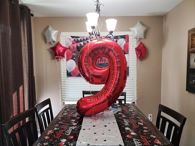 4 Balloon Numbers Birthday Decorations, 40In Red Balloons - Image 5