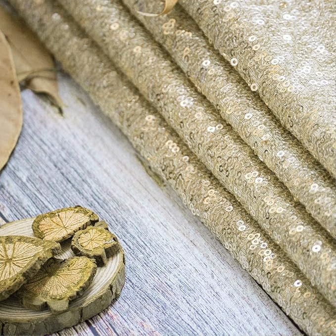 JYFLZQ Champagne Sequin Backdrop Curtains 8ft x 8ft 1 Panel Glitter Photo Booth - Image 6