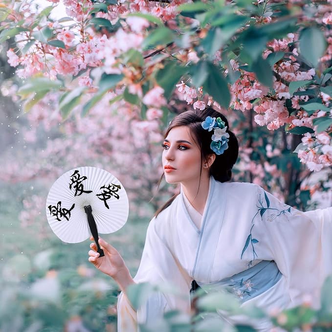 Jetec 20 Pcs Chinese Folding Hand Fans, Oriental Japanese Paper Handheld Fans - Image 7