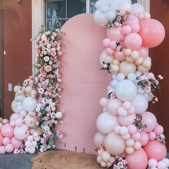 Light Pink Balloons, 12 Inch Pastel Macaron Pink and White Sand Nude Beige - Image 6