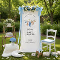 Personalized Baby Shower Banner, Neutral Minimalist Welcome Sign, Cotton Linen by Custom