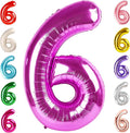 6 Balloon Numbers Birthday Decorations, 40In Rose Purple Balloons by Mluchee