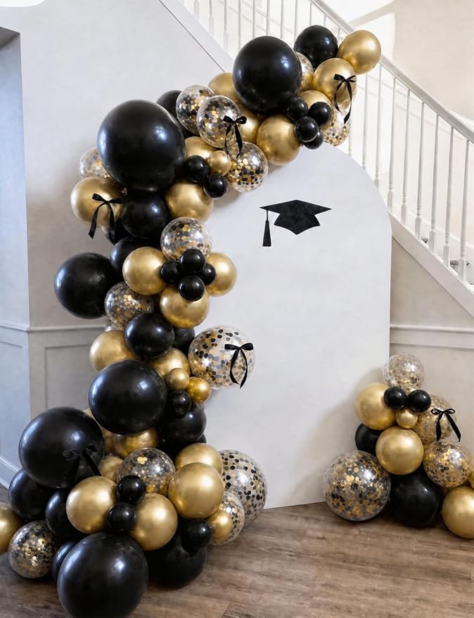 Black and Gold Balloons, Latex Balloons - Image 6