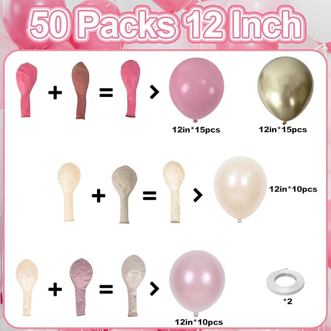 Pearl Pink Gold Balloons - Image 2
