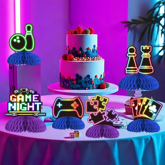 Game Night Party Decorations Adults 8Pcs Neon Game Night Centerpieces Gaming On - Image 2