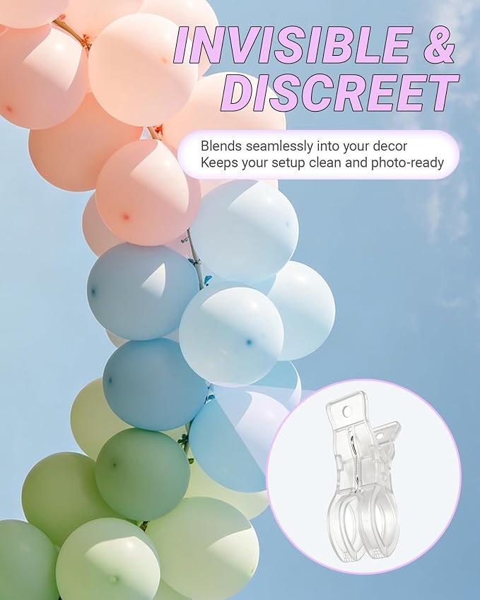 20 Pack Clear Balloon Arch Clips Heavy Duty Spring Clamps Transparent Backdrop - Image 4