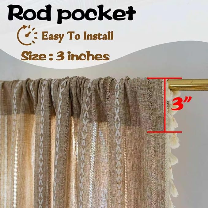 Sutuo Home Boho Curtains for Bedroom Living Room 90 Inch Length, Light - Image 5