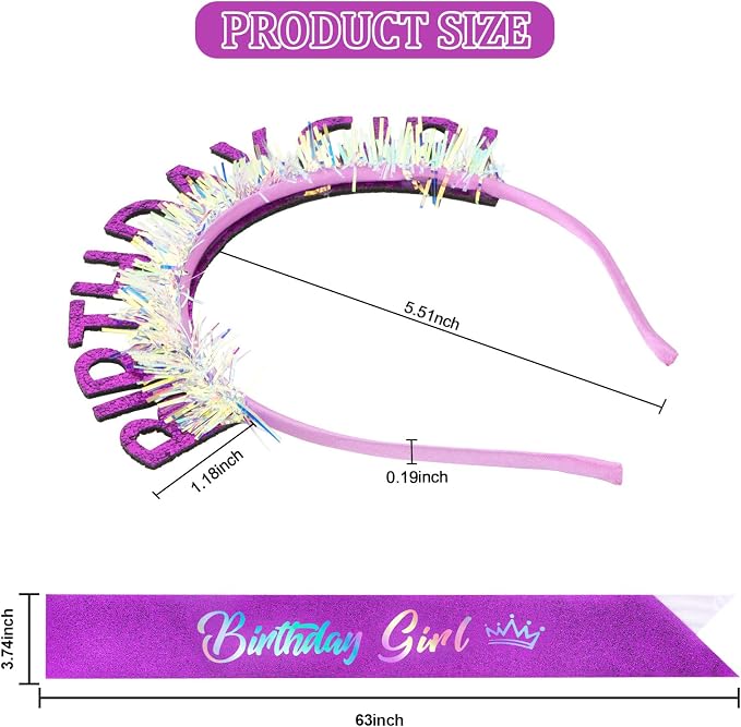 CIEHER Birthday Girl Headband Birthday Crown - Image 5