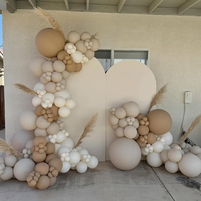 Netural Balloon Garland Arch Kit, Double Stuffed Beige Cream Tan Balloons - Image 4