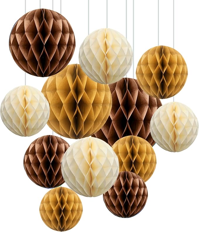 ZOOYOO 12Pcs 6" 10" Honeycomb Balls Decorations Hanging Tissue Paper Pom Poms by ZOOYOO