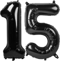15 Balloon - Black Birthday Number Balloons, 40 Inch Decorations Men Women | by ALPHADELTAPI
