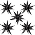 Black Star Foil Balloon 12 Point Cone Explosion Star Foil Balloon | 60 Pcs by Moukiween
