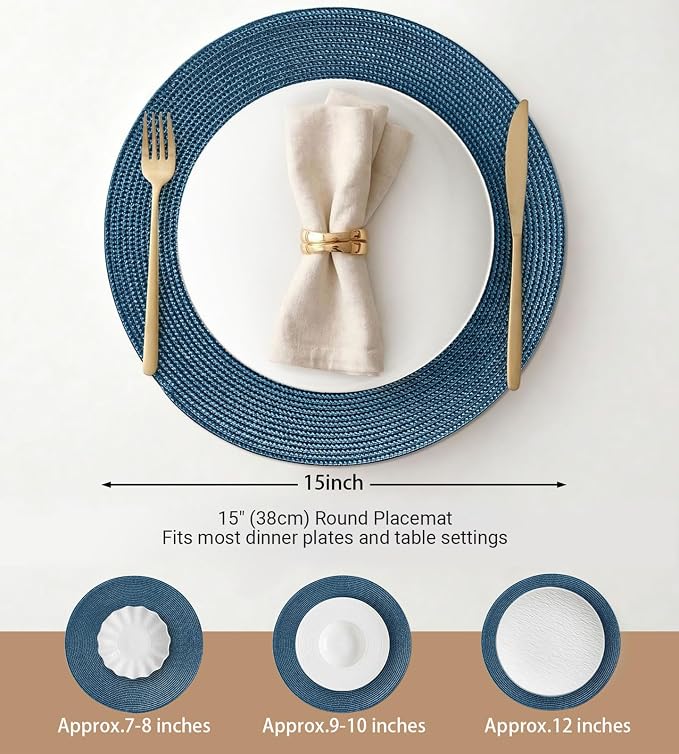 FunWheat Round Braided Placemats Set of 4 Table Mats - Image 2