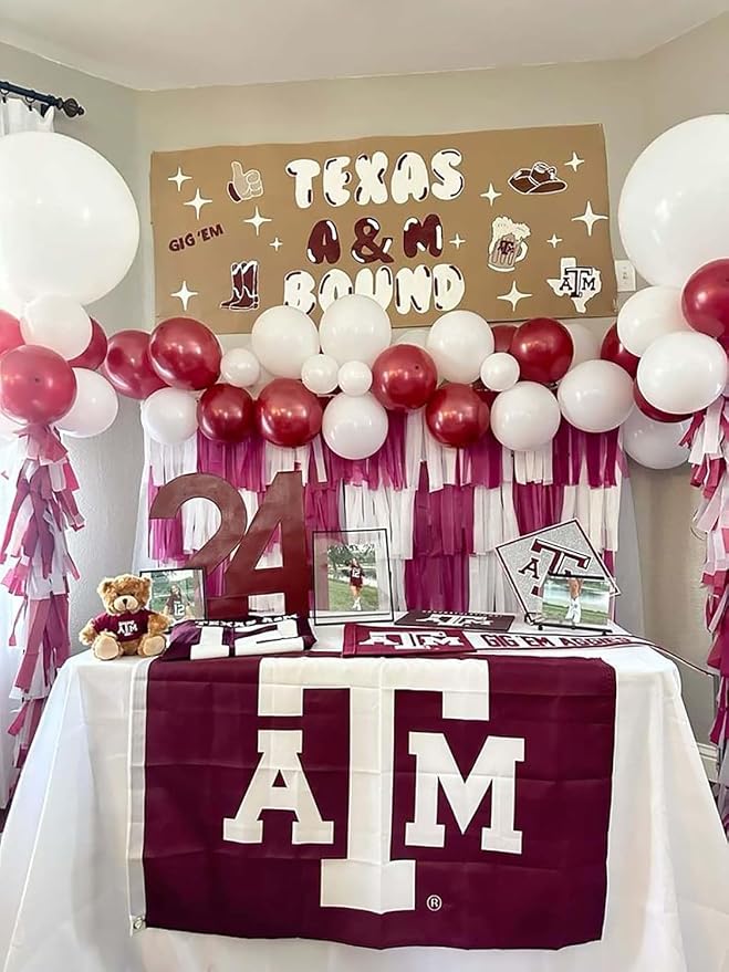 Maroon Graduation Decorations/Maroon White Graduation Party Decorations - Image 6