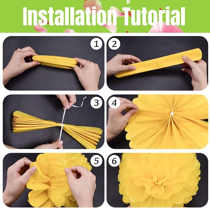 Qimoo 20pcs Fruit Green Paper Pom Poms Decorations, DIY Tissue Paper Flowers - Image 3