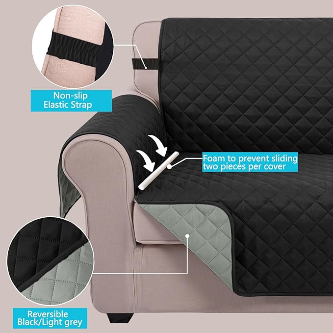 U-NICE HOME 4 Seater Sofa Cover 91''Large Couch Cover, Pet Friendly, Elastic - Image 3