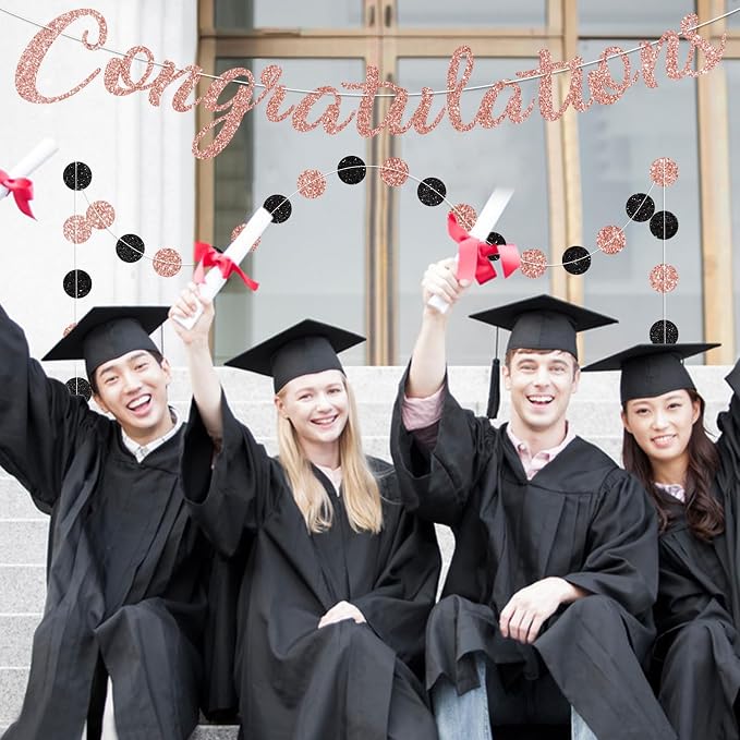 Rose Gold Congratulations Banner Sign Prestrung Congrats Banner Congratulations - Image 6