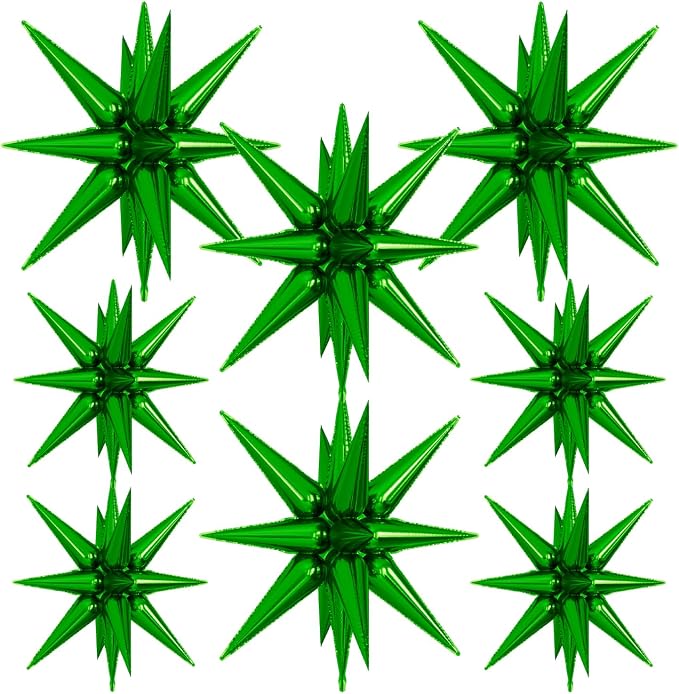 Green Star Balloons, Large Spike Balloons | 22 Inch Green Balloons, One-Piece by Adeyoo