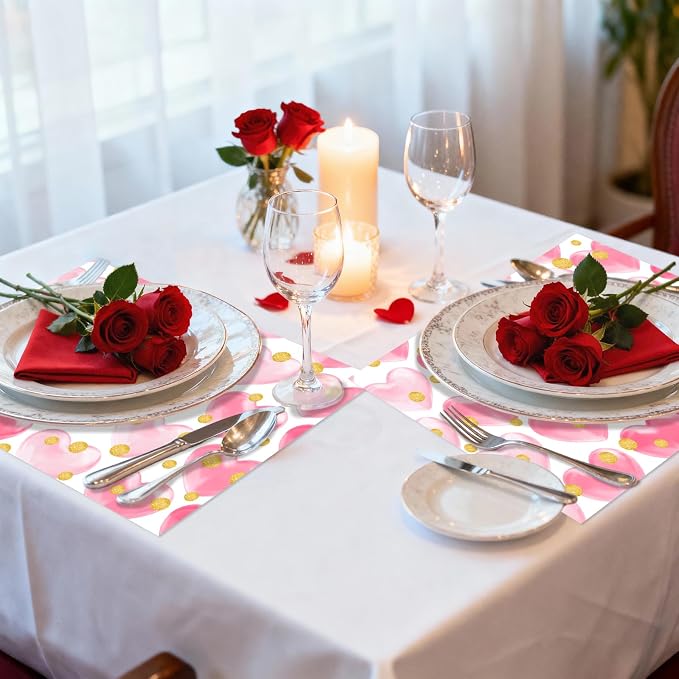 Sweet Hearts Valentine's Day Placemats, Wedding Party Dinner Romantic Dining - Image 7