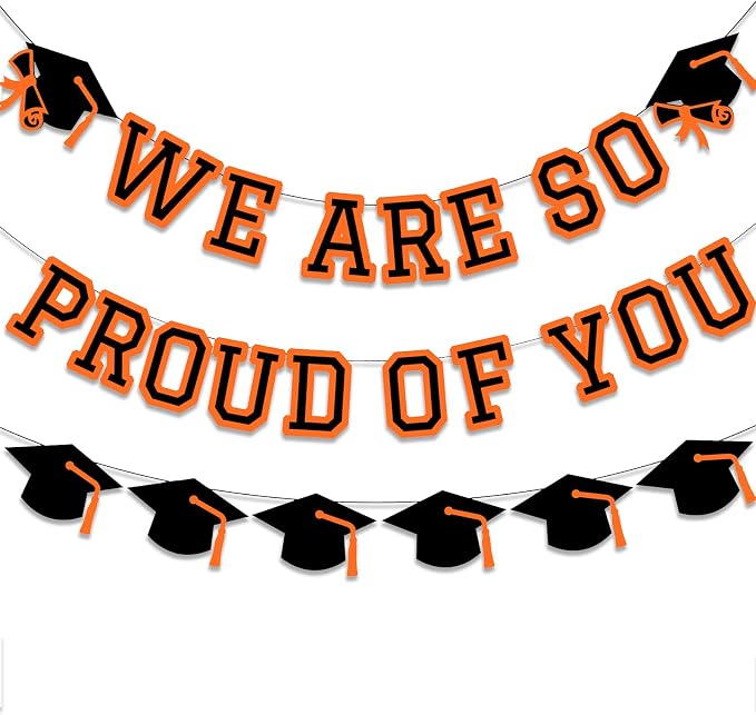 We Are So Proud Of You Banner Graduation Party Decorations Congrats Grad Cap by Unknown