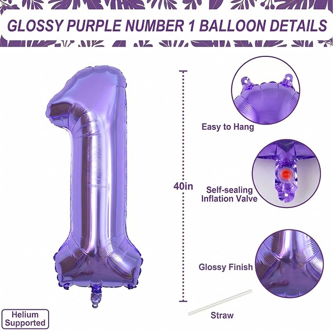 Purple Number 11 Balloon 40 Inch, Large Metallic Foil Number 11 Balloons - Image 4