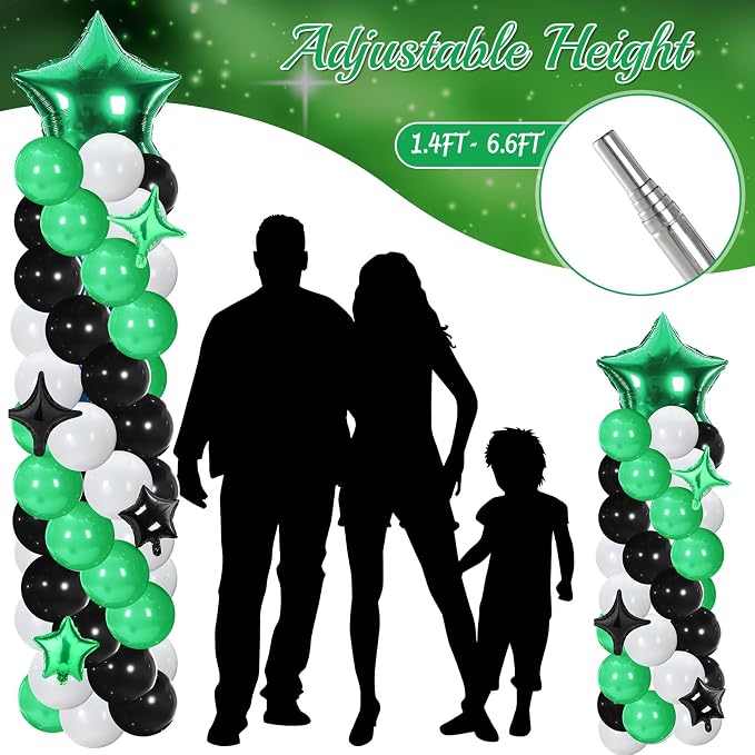 Gejoy 110 Pcs Football Party Balloon Column Stand Kit Green White Black - Image 6