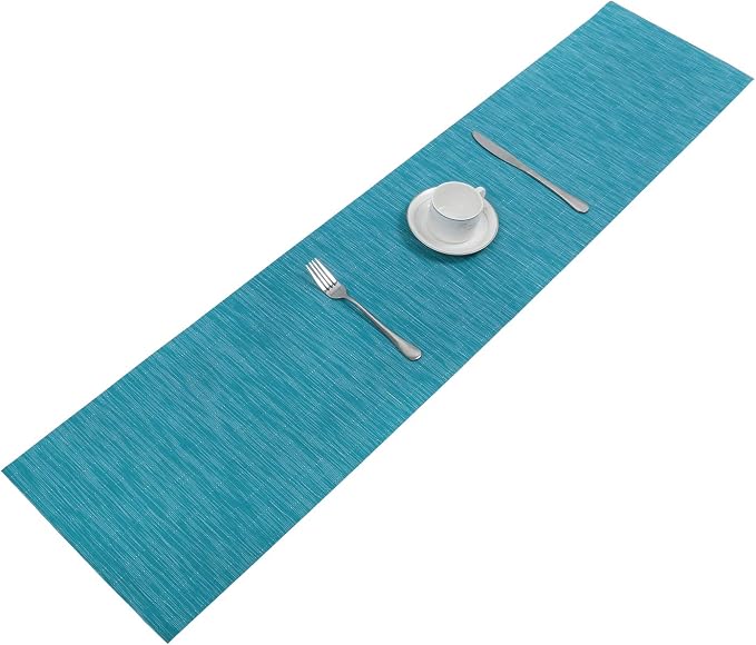 SHACOS Woven Vinyl Table Runner Indoor Outdoor 12x71 inch Kitchen Dining Table - Image 7