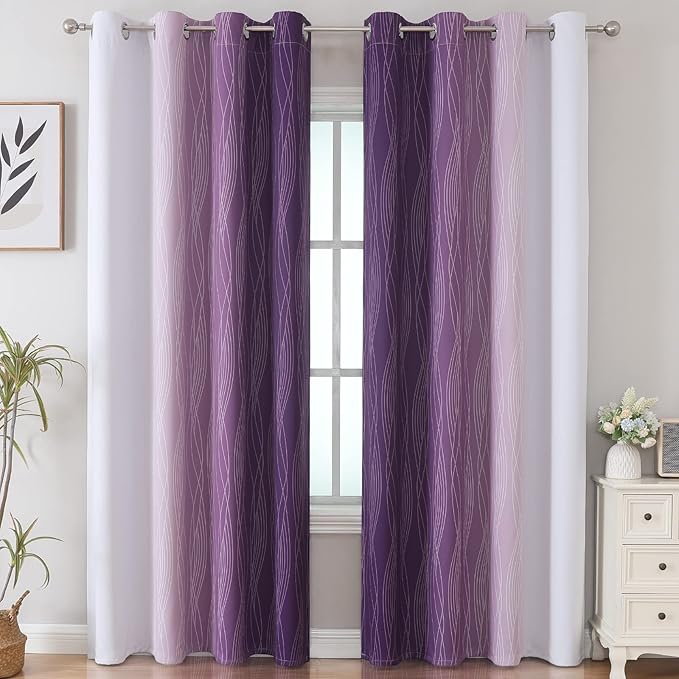 Ombre Blackout Curtains 102 Inches Long 2 Panels Set, Full Room Darkening - Image 2