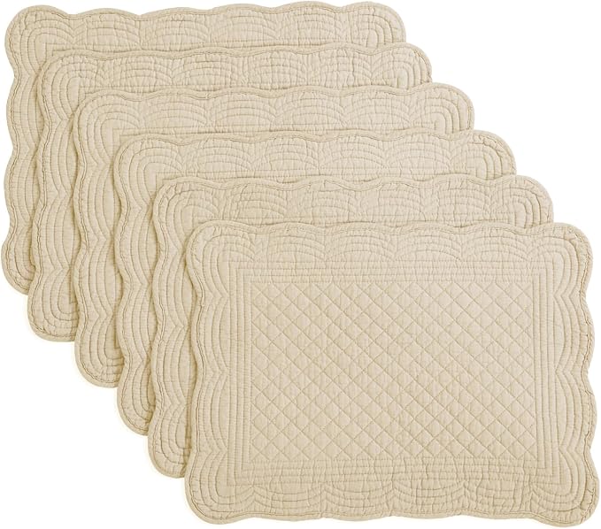 HOMBYS Quilted Placemats Set of 6 Washable-13x18 inches Rectangular Placemats by HOMBYS