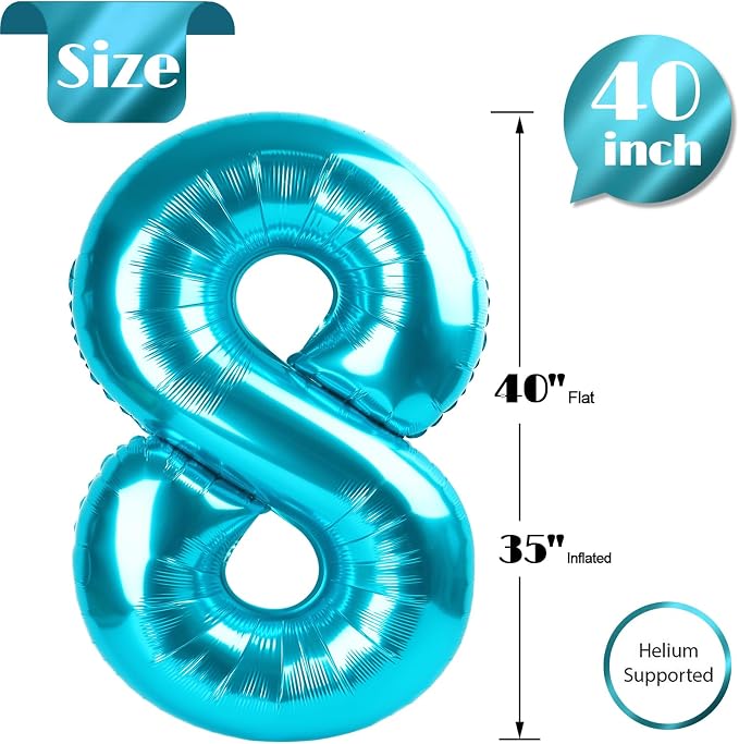 Light Blue Number 8 Balloon 40 Inch - Image 5