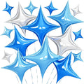 Blue Silver Star Balloons, 26 Inch and 10 Inch Silver Stars Shaped Balloon by BIAPIAN