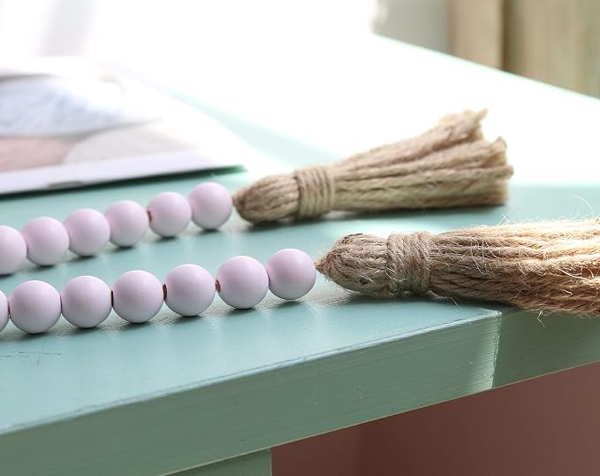 Meplait 39in Wood Bead Garland, Farmhouse Beads - Image 5