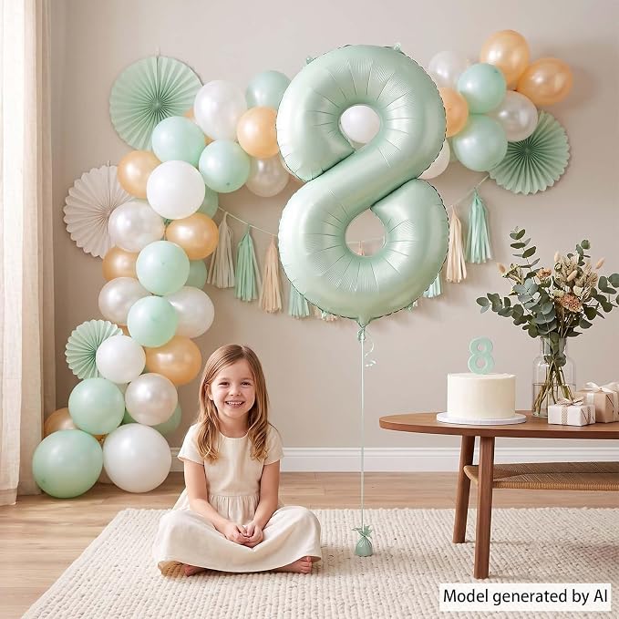 Olive Green Number 8 Balloon 40 Inch, Focal Prop - Image 2