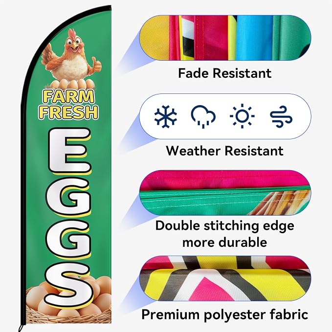 Farm Fresh Eggs Feather Flag - Image 6