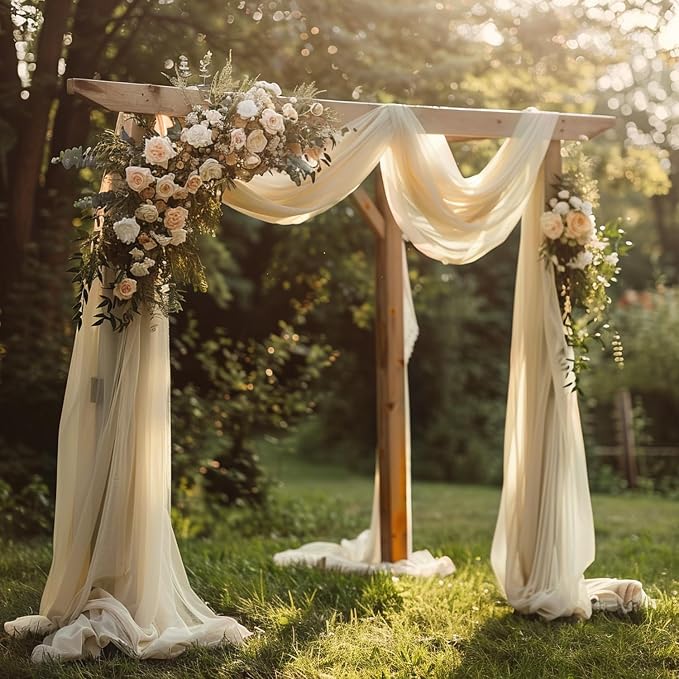 Wedding Arch Draping Fabric Backdrop Drapes 2 Panels, Champagne | 28.7"x20FT - Image 6