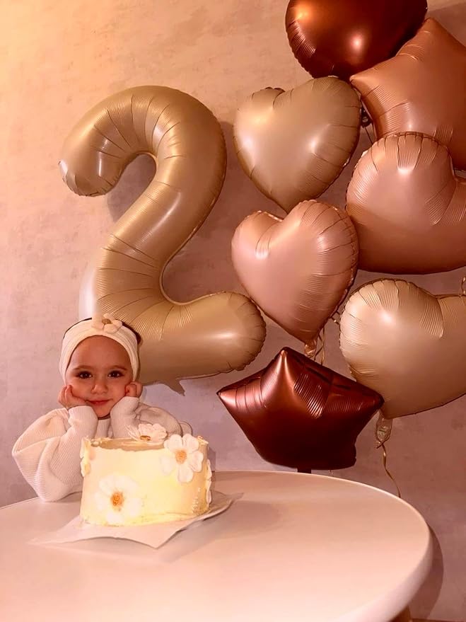 Big 40 Inch Light Brown 2 Number Balloon Birthday Decoration, 2026 Light Brown - Image 4
