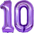 Purple 10 Number Balloons, 40 Inch Giant Number 10 Balloons Foil Mylar Helium by Lovoir