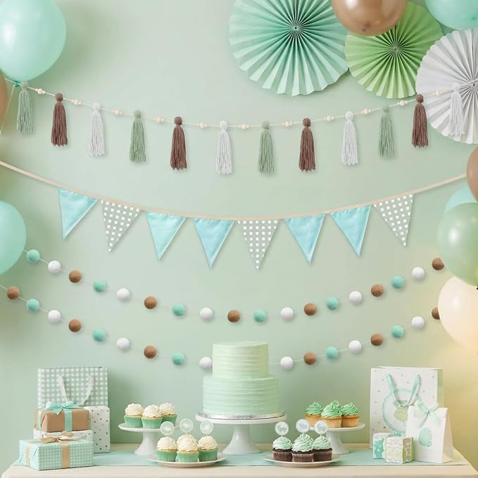 Hahafelt 4 Pcs Baby Shower Party Decoration Kit Pennant Bunting Banner Tassel - Image 5