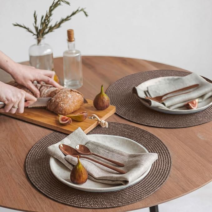 FunWheat Round Braided Placemats Set of 6 Table Mats - Image 5