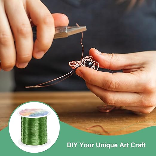 0.3mm Jewelry Wire, 28 Gauge 328FT Craft Wire Copper Beading Wire for Jewelry Making/Planting/Weaving/DIY Crafting, Soft Metal Wires [100M, Green]