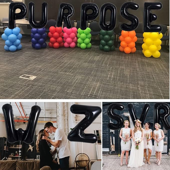 TONIFUL 40 Inch Large Black V Letter Balloons, Jumbo Helium Balloons - Image 6