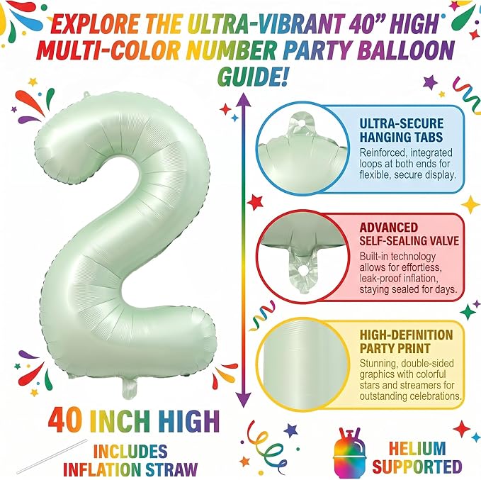 40 Inch Number 12 Balloon for 12th Birthday Decorations Olive Green | Large - Image 2