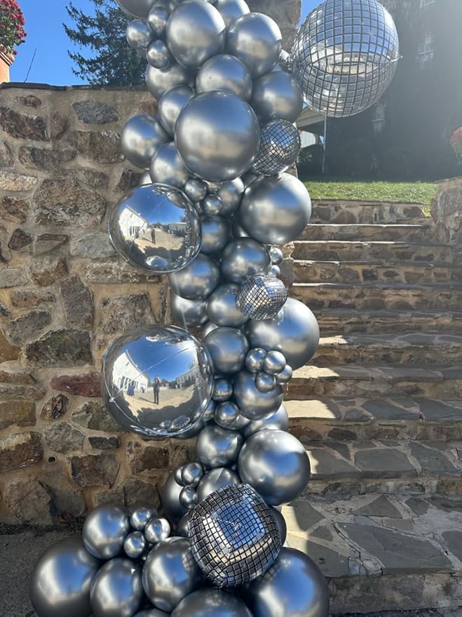 6Pcs 22 Inch Silver Balloons, Disco Ball Balloons - Image 5
