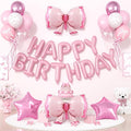 29PC Bow Happy Birthday Balloon Banner, 16Inch 3D Aluminum Letter Banner Sign by Paready