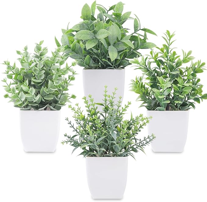 Der Rose 4 Pack Mini Fake Plants, Artificial Plants by DerRose