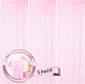 Voircoloria Pastel Pink Foil Fringe Backdrop Curtains, 3 Pack | Tinsel Streamers by Voircoloria