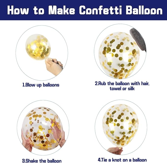 Zesliwy Navy Blue White Gold Balloons Set, Party Decor | Dark Blue Gold - Image 3