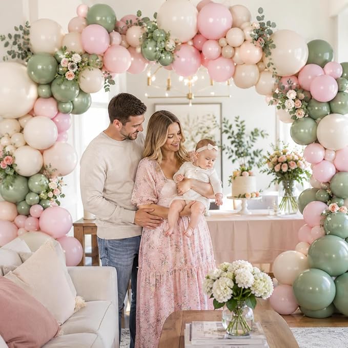 Dusty Pink and Green Balloon Arch Kit - Image 4