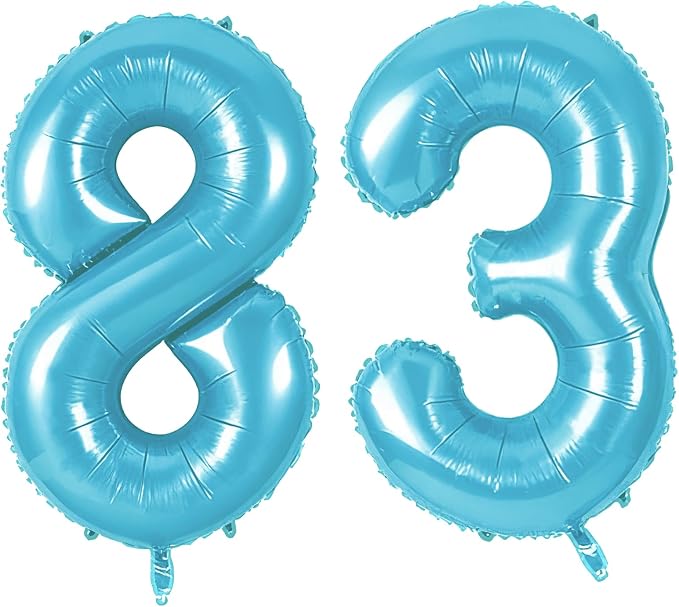Number 83 Balloons for 83rd Birthday Party Decorations, 0-100 Large No.83 by Joycard